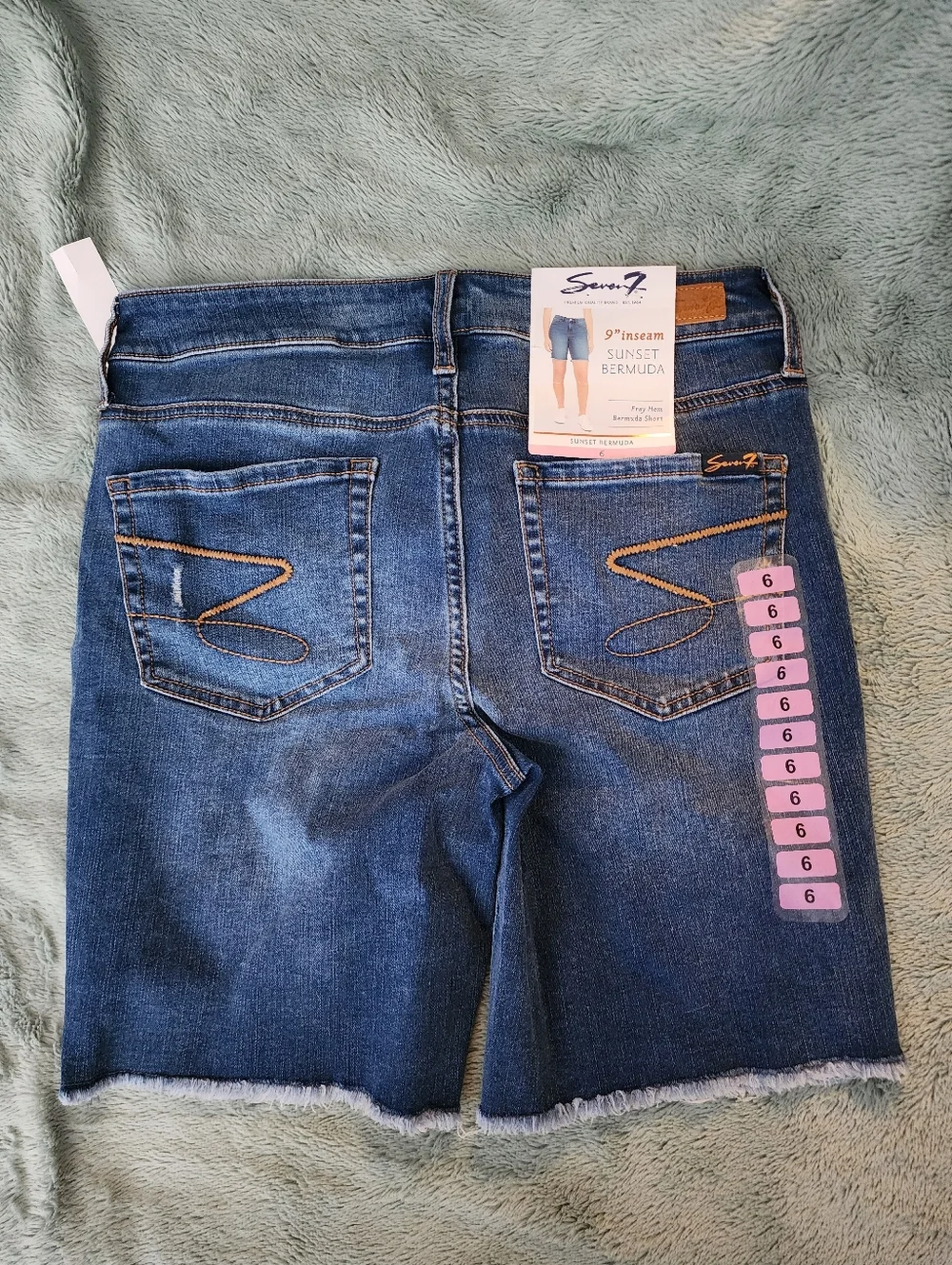 Seven7 Fray Hem Denim Stretch Bermuda Jean Shorts 9